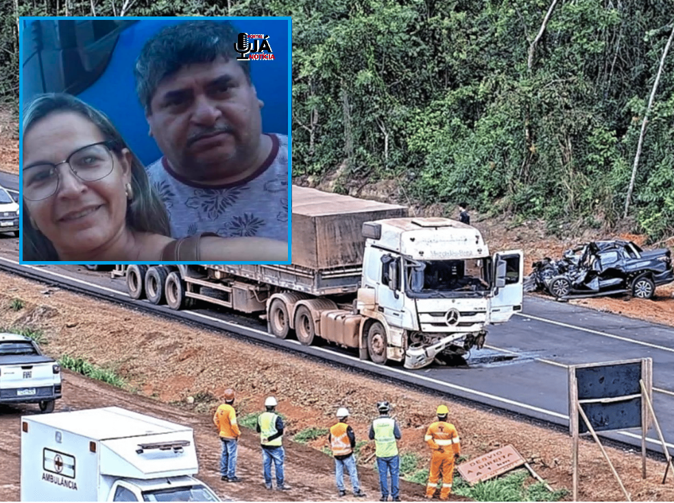 Identificado casal que morreu em acidente entre carreta e picape na BR-163
