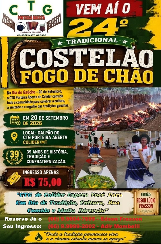 Muito além do churrasco: Costelão Fogo de Chão do CTG de Colider celebra história, tradição, cultura e união